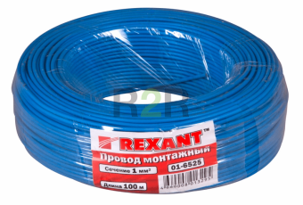 Провод ПГВА 1 х 1,00 мм2,100 м, СИНИЙ REXANT (бухта)