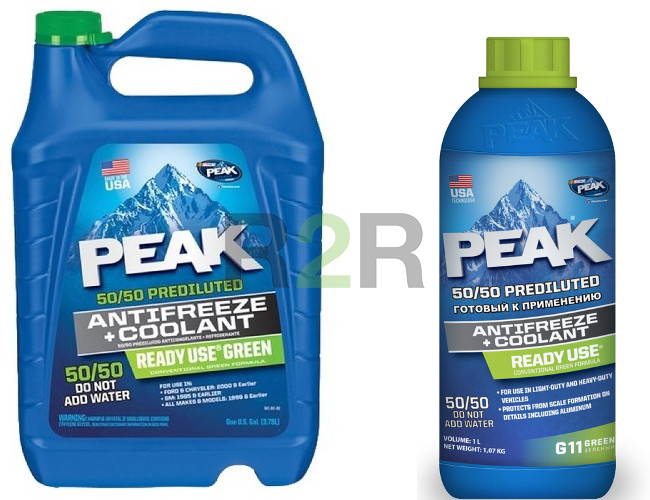 Комплект PEAK READY USE 50/50 антифриз зеленый 4кг + 1кг