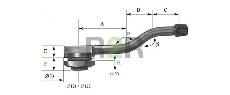 Металлический вентиль (длина 72 мм) для б/к грузовых дисков D=15,7 мм