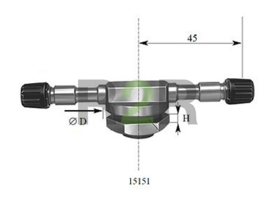 Металлический вентиль (два вентильных выхода) для б/к грузовых колес, D=15,7 мм