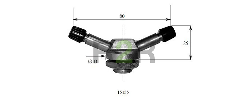 Металлический вентиль (два вентильных выхода) для б/к грузовых колес